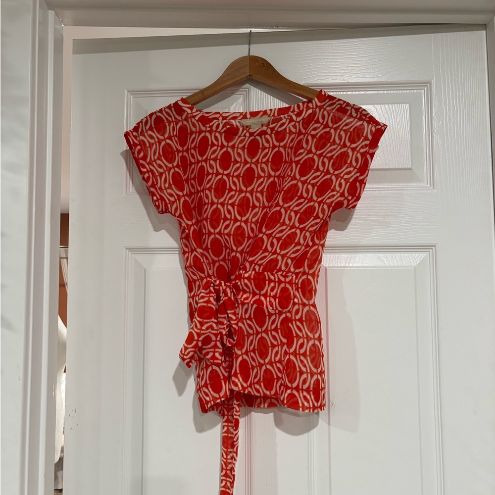 Banana Republic Red Geometric Blouse